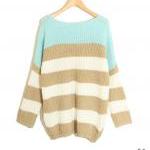 Stripe Matching Color Loose Sweater