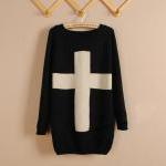 Black Cross Long Sleeve Sweater