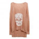 Baby Peach Lace Batwing Skull Motif Sweater
