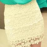 White High Waisted Lace Mini Dress