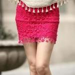 Red High Waisted Lace Mini Dress Red