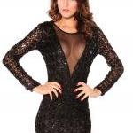 Polyurethane Transparent Sequins Sexy Long-sleeved..