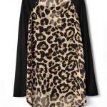 Black Leopard Print Chiffon Loose Long-sleeved..