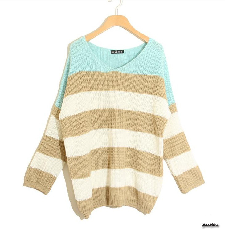 Stripe Matching Color Loose Sweater